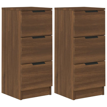 vidaXL Commode 2 pcs Aspect chêne marron 30x30x70 cm Bois d'ingénierie
