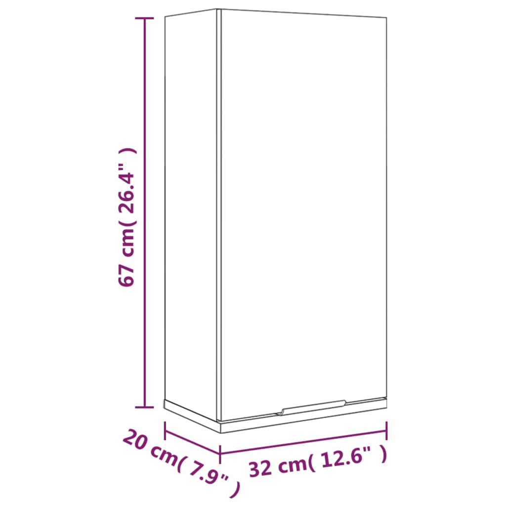 vidaXL Wand-Badschrank Braun Eichen-Optik 32x20x67 cm