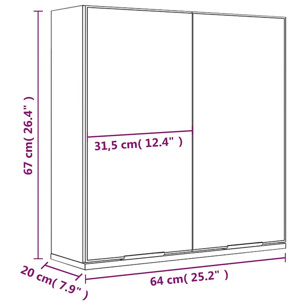 vidaXL Armoire de toilette chêne fumé 64x20x67 cm