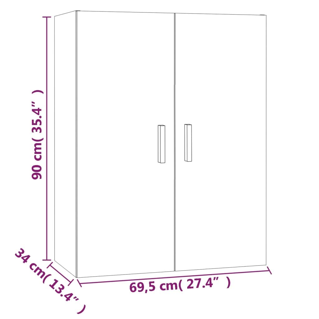 vidaXL Meuble haut gris Sonoma 69,5x34x90 cm