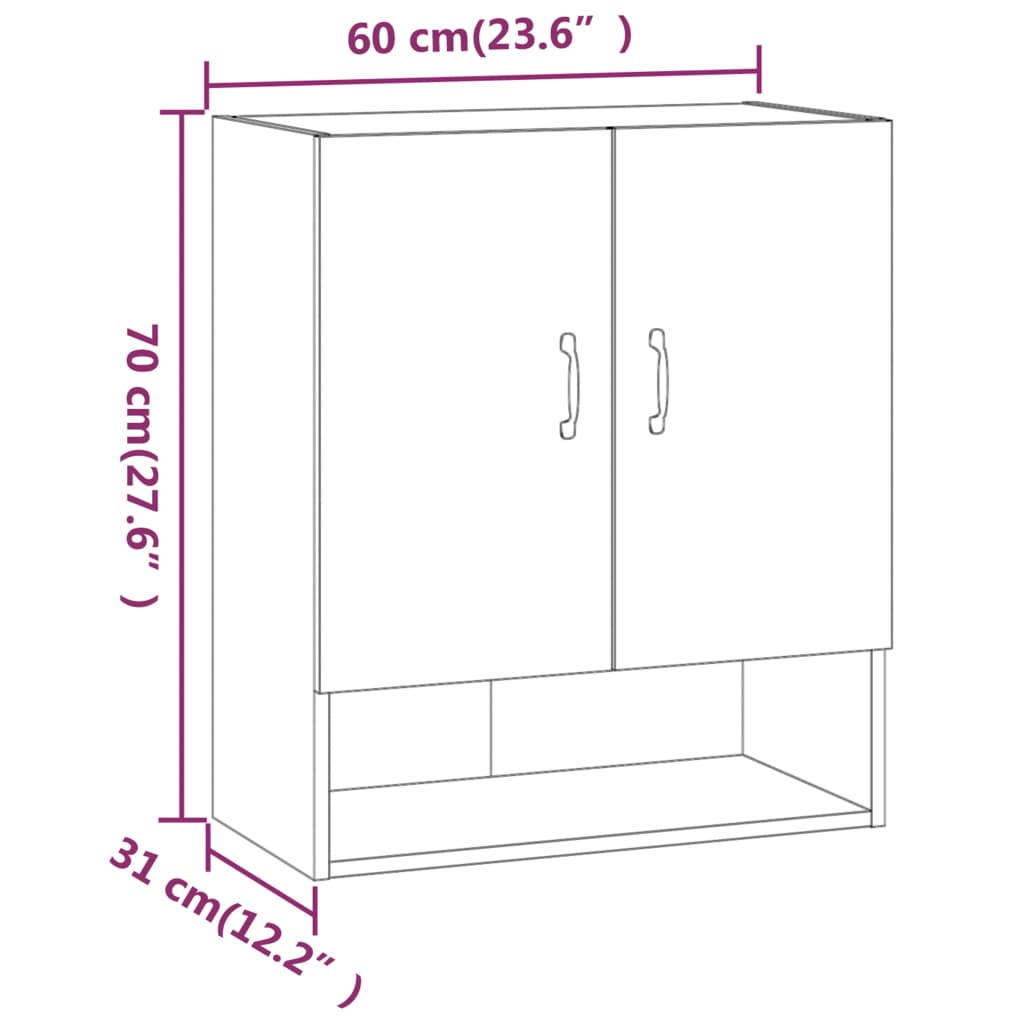 vidaXL Armoire murale gris Sonoma 60x31x70 cm bois d'ingénierie