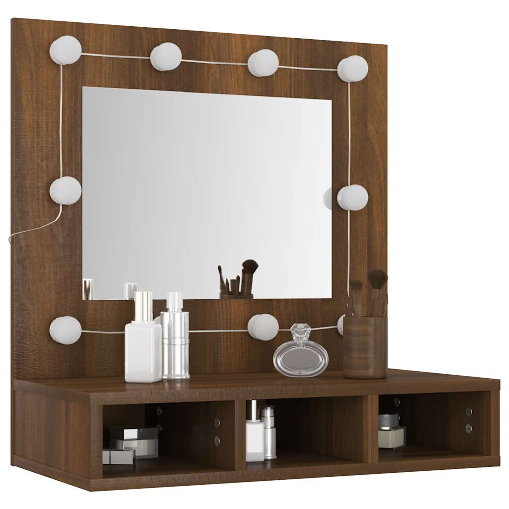 vidaXL Armoire de toilette avec LED aspect chêne marron 60x31,5x62 cm