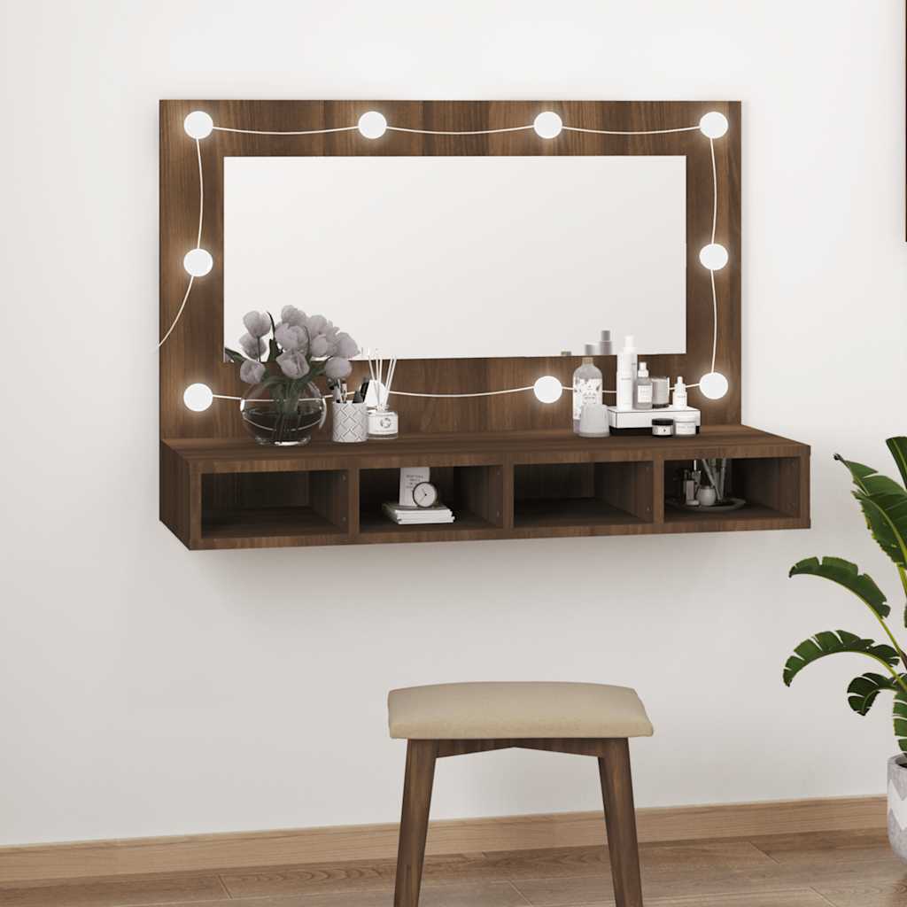 vidaXL Armoire de toilette avec LED aspect chêne marron 90x31,5x62 cm