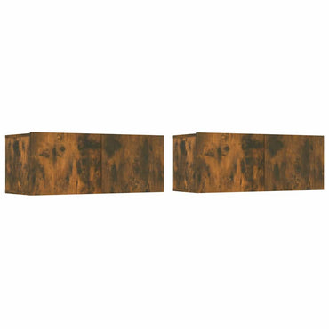 vidaXL Meubles TV 2 pcs Chêne fumé 80x30x30 cm Bois d'ingénierie