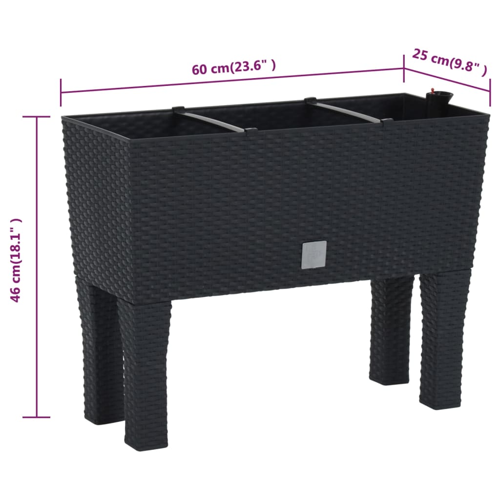 vidaXL Carré potager surélevé anthracite 60x25x46 cm en rotin PP