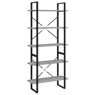 vidaXL Bücherregal 5 Fächer Grau Sonoma-Eiche 80x30x175 Holzwerkstoff