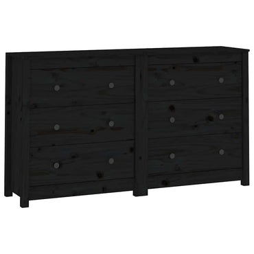vidaXL Buffet noir 140x35x80 cm Bois de pin massif