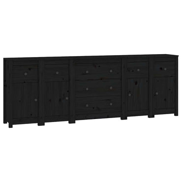 vidaXL Buffet noir 230x35x80 cm Bois de pin massif
