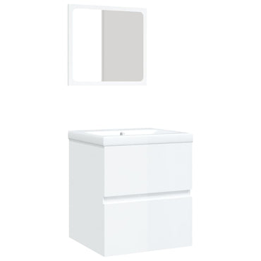vidaXL Meuble sous lavabo avec lavabo Miroir Blanc Brillant