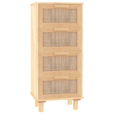 vidaXL Buffet marron 40x30x90 cm Bois de pin massif et rotin naturel