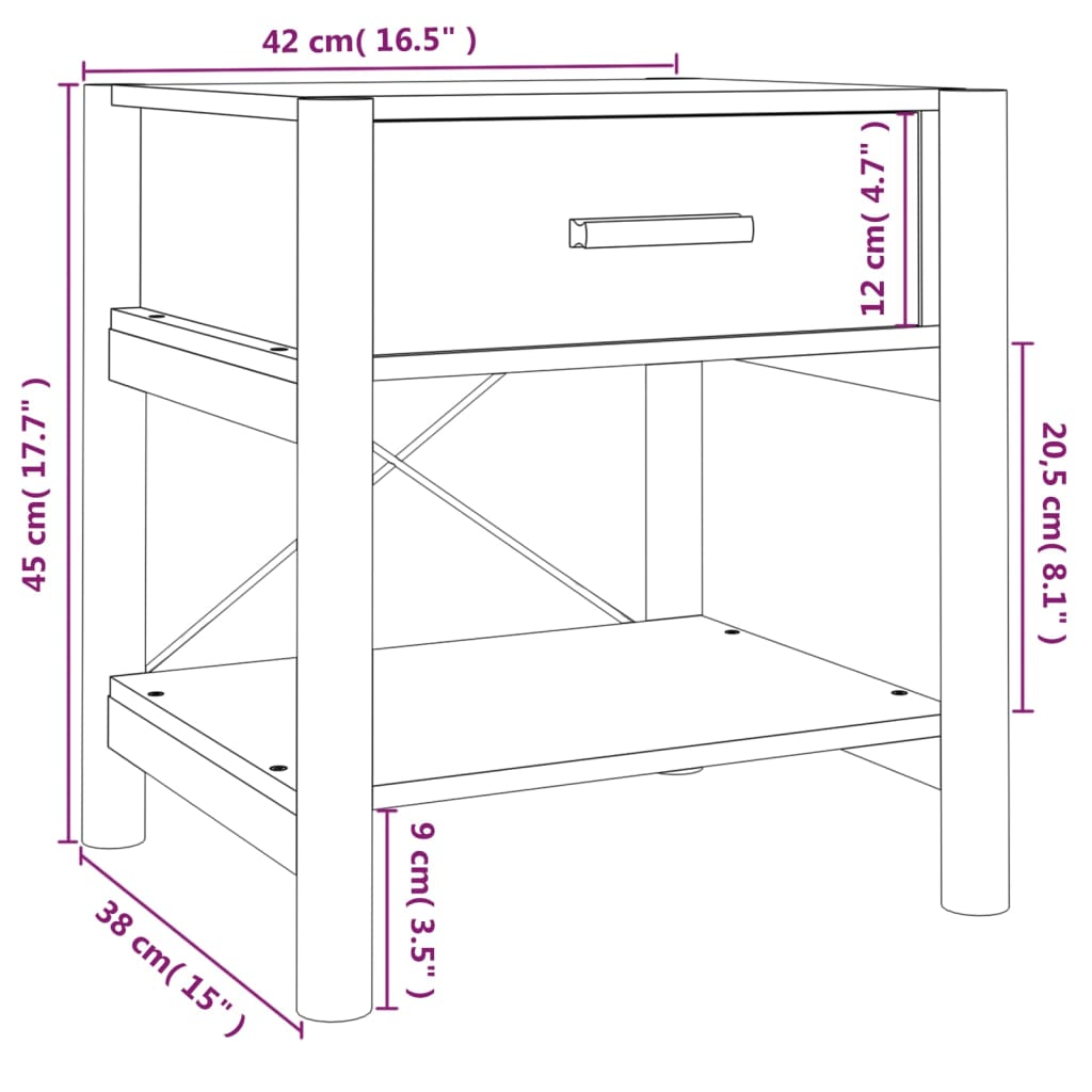 vidaXL Tables de chevet 2 pcs 42x38x45 cm Bois d'ingénierie