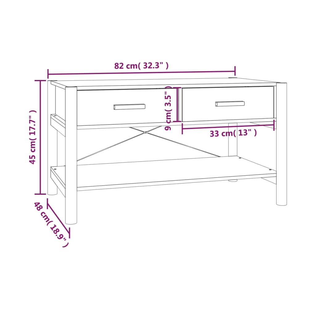 vidaXL Couchtisch 82x48x45 cm Holzwerkstoff