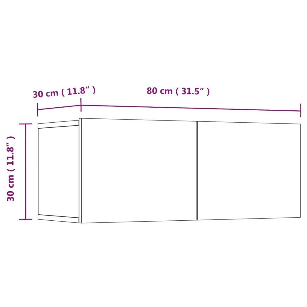 vidaXL Meubles TV 4 pcs Gris Sonoma 80x30x30 cm Bois d'ingénierie
