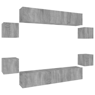 vidaXL Ensemble de meubles TV 8 pcs Gris Sonoma Aggloméré