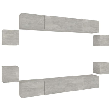 vidaXL Meuble TV 8 pcs Gris béton Aggloméré