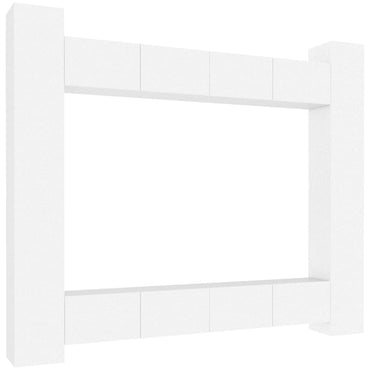 vidaXL Meuble TV, 8 pcs, Blanc, Bois d'ingénierie