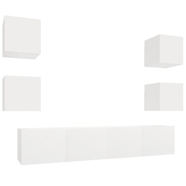 vidaXL Meuble TV 6 pièces blanc en bois d'ingénierie