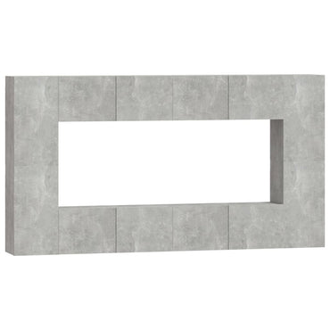 vidaXL Meuble TV 8 pcs Gris béton Aggloméré