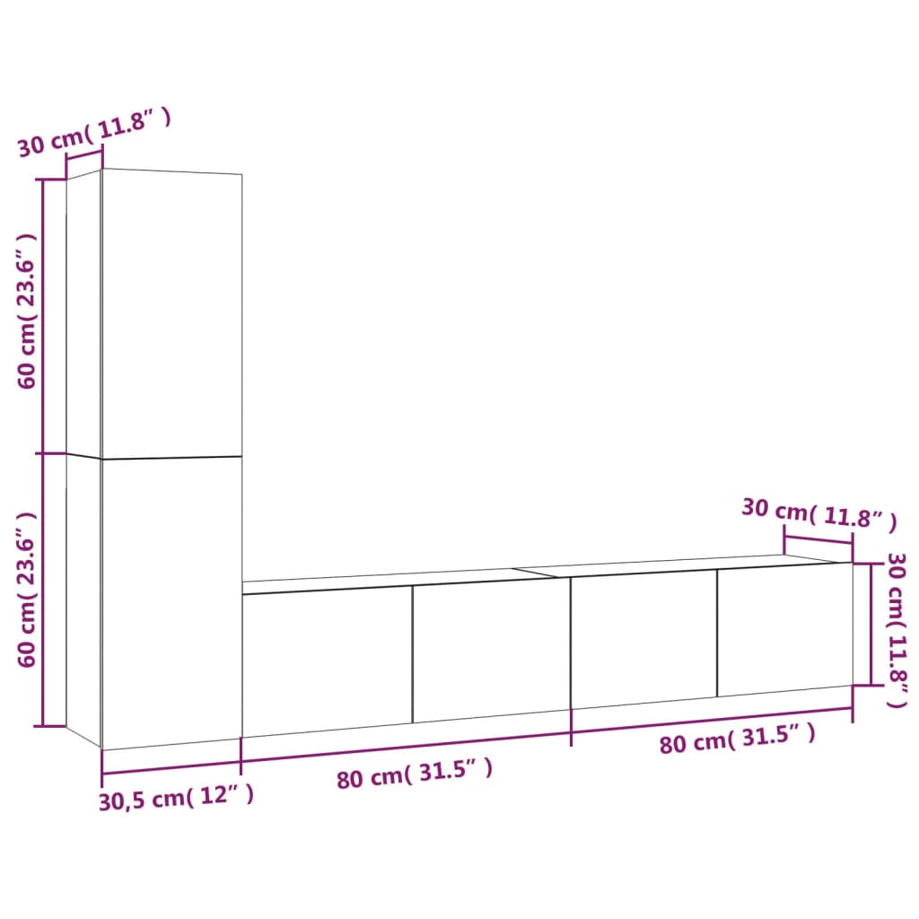 vidaXL 4-tlg. TV-Schrank-Set Schwarz Holzwerkstoff