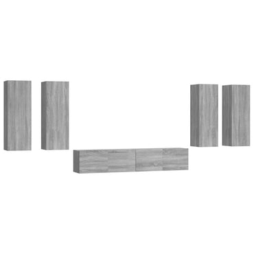 vidaXL Meuble TV, 6 pcs, gris Sonoma, aggloméré