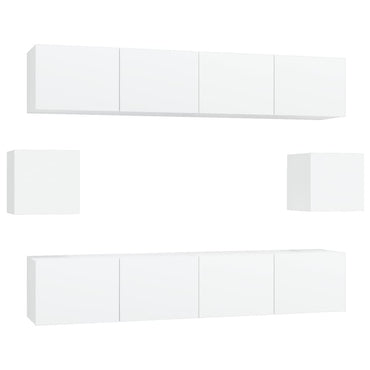 vidaXL Meuble TV 6 pièces blanc en bois d'ingénierie