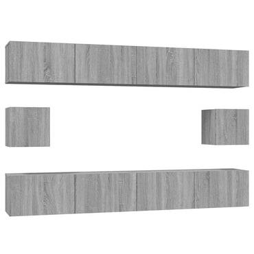 vidaXL Meuble TV, 6 pcs, gris Sonoma, aggloméré