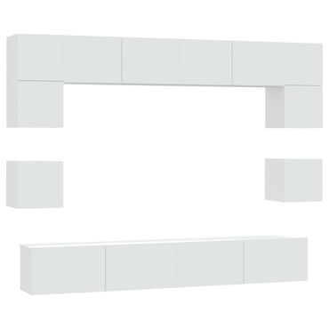vidaXL Meuble TV, 8 pcs, Blanc, Bois d'ingénierie