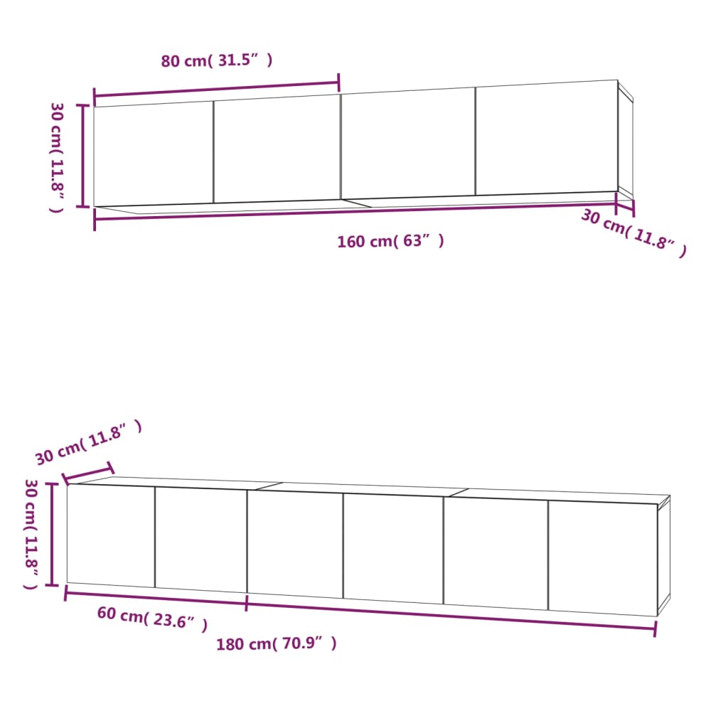 Ensemble de 5 meubles TV vidaXL blanc en bois d'ingénierie