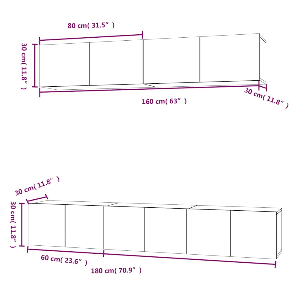 vidaXL Meuble TV 5 pcs Gris béton Aggloméré