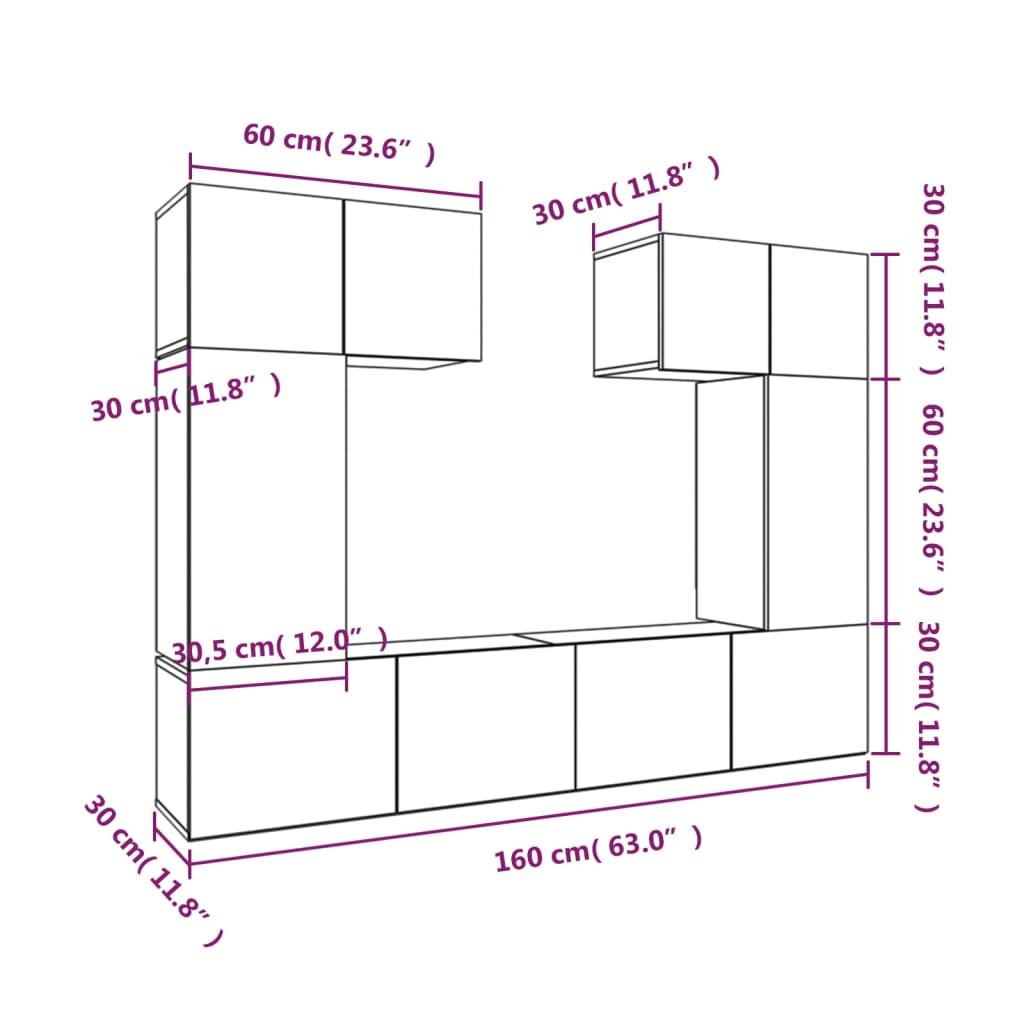 vidaXL Ensemble de 6 meubles TV blanc en bois d'ingénierie