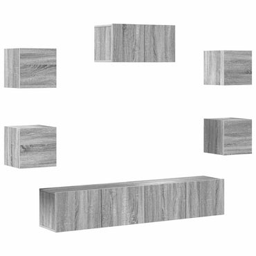 vidaXL Ensemble de meubles TV 7 pcs Aggloméré Gris Sonoma