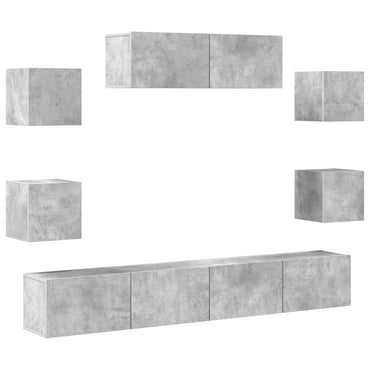 vidaXL Meuble TV 7 pcs Bois d'ingénierie Gris béton