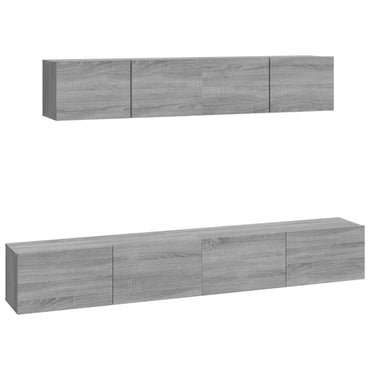 vidaXL Meuble TV, 4 pcs, Gris sonoma, Bois d'ingénierie
