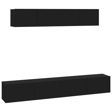 vidaXL 4-tlg. TV-Schrank-Set Schwarz Holzwerkstoff