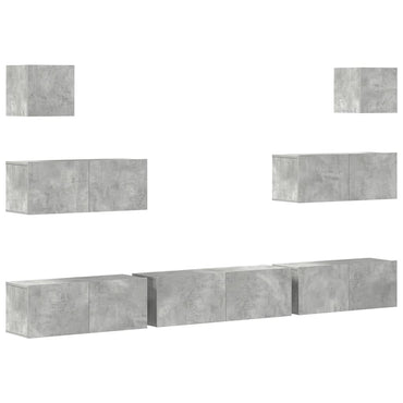 vidaXL Meuble TV 7 pcs Bois d'ingénierie Gris béton