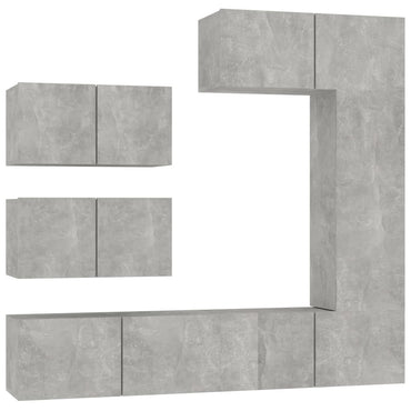 vidaXL Ensemble de 6 meubles TV gris béton, bois d'ingénierie