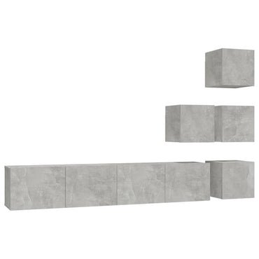 vidaXL Meuble TV mural gris béton en bois d'ingénierie