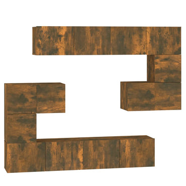 vidaXL Meuble TV mural chêne fumé, bois d'ingénierie