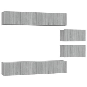vidaXL Meuble TV, 6 pcs, gris Sonoma, aggloméré