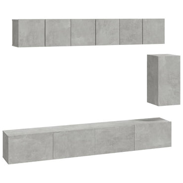 vidaXL Ensemble de 6 meubles TV gris béton, bois d'ingénierie