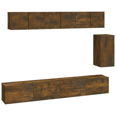 vidaXL Meuble TV, 6 pcs, Chêne fumé, Bois d'ingénierie