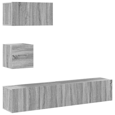 vidaXL Meuble TV, 4 pcs, Gris sonoma, Bois d'ingénierie