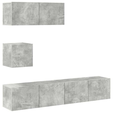 vidaXL Meuble TV 4 pcs Gris béton Aggloméré