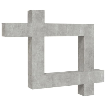 vidaXL Meuble TV 9 pcs Gris béton Bois d'ingénierie