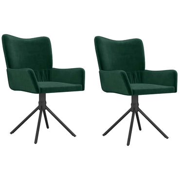 vidaXL Chaises de salle à manger pivotantes 2 pcs Vert foncé Velours