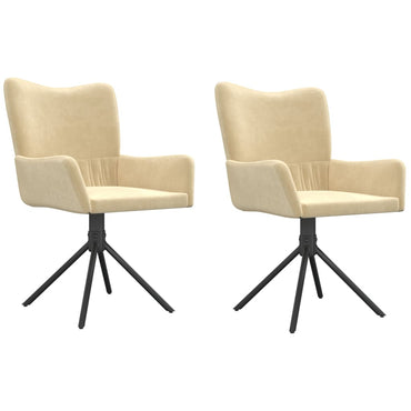 vidaXL Chaises de salle à manger pivotantes 2 pcs Crème Velours