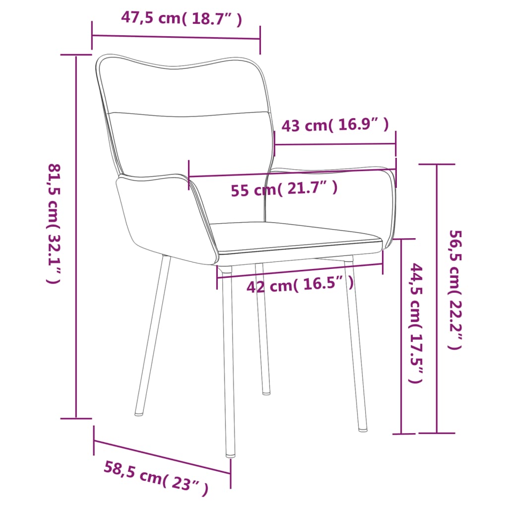 vidaXL Chaises de salle à manger 2 pcs Crème Velours