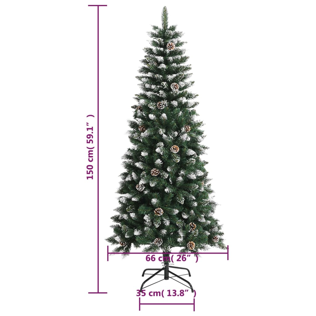 vidaXL Sapin de Noël artificiel avec support vert 150 cm PVC