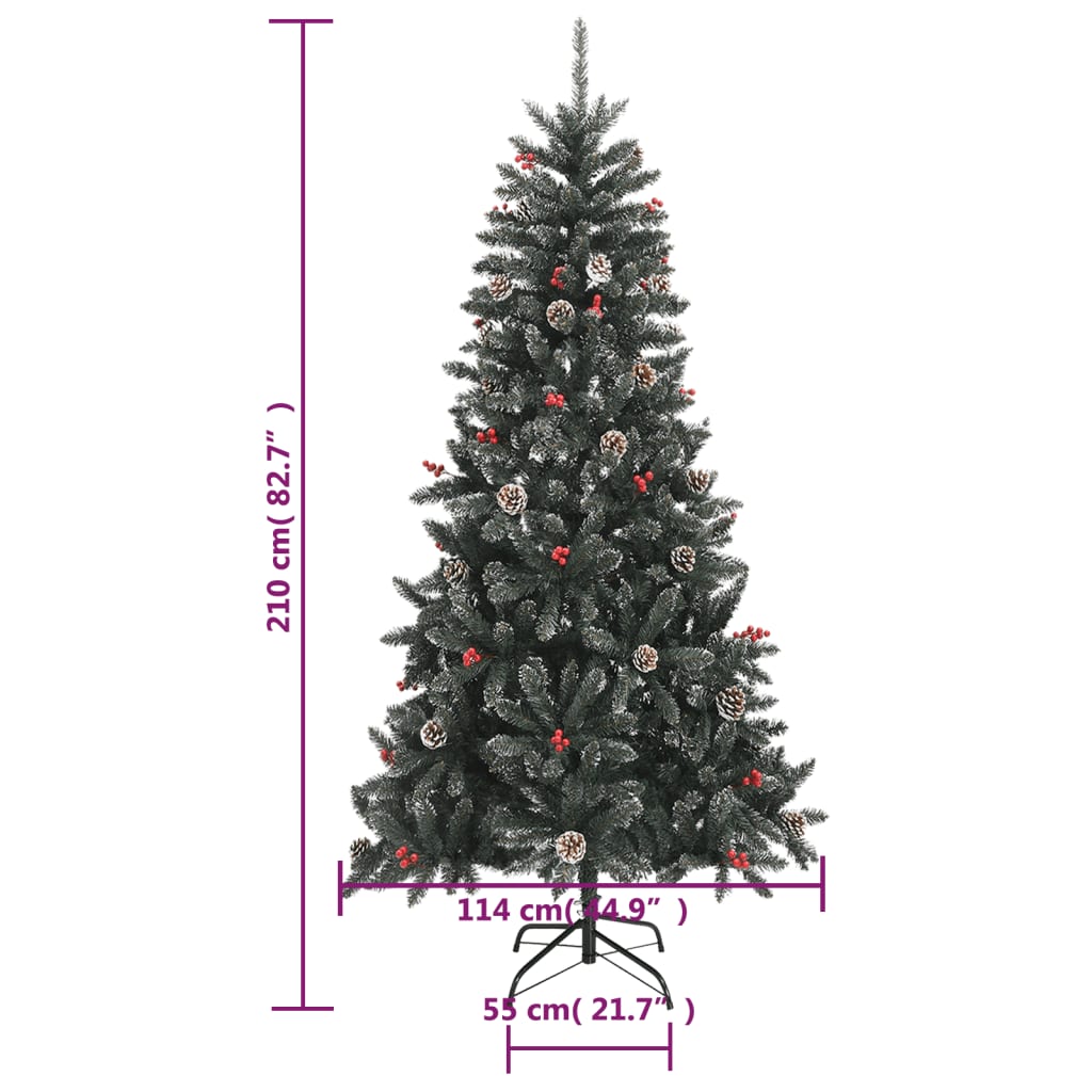 vidaXL Künstlicher Weihnachtsbaum mit Ständer Grün 210 cm PVC
