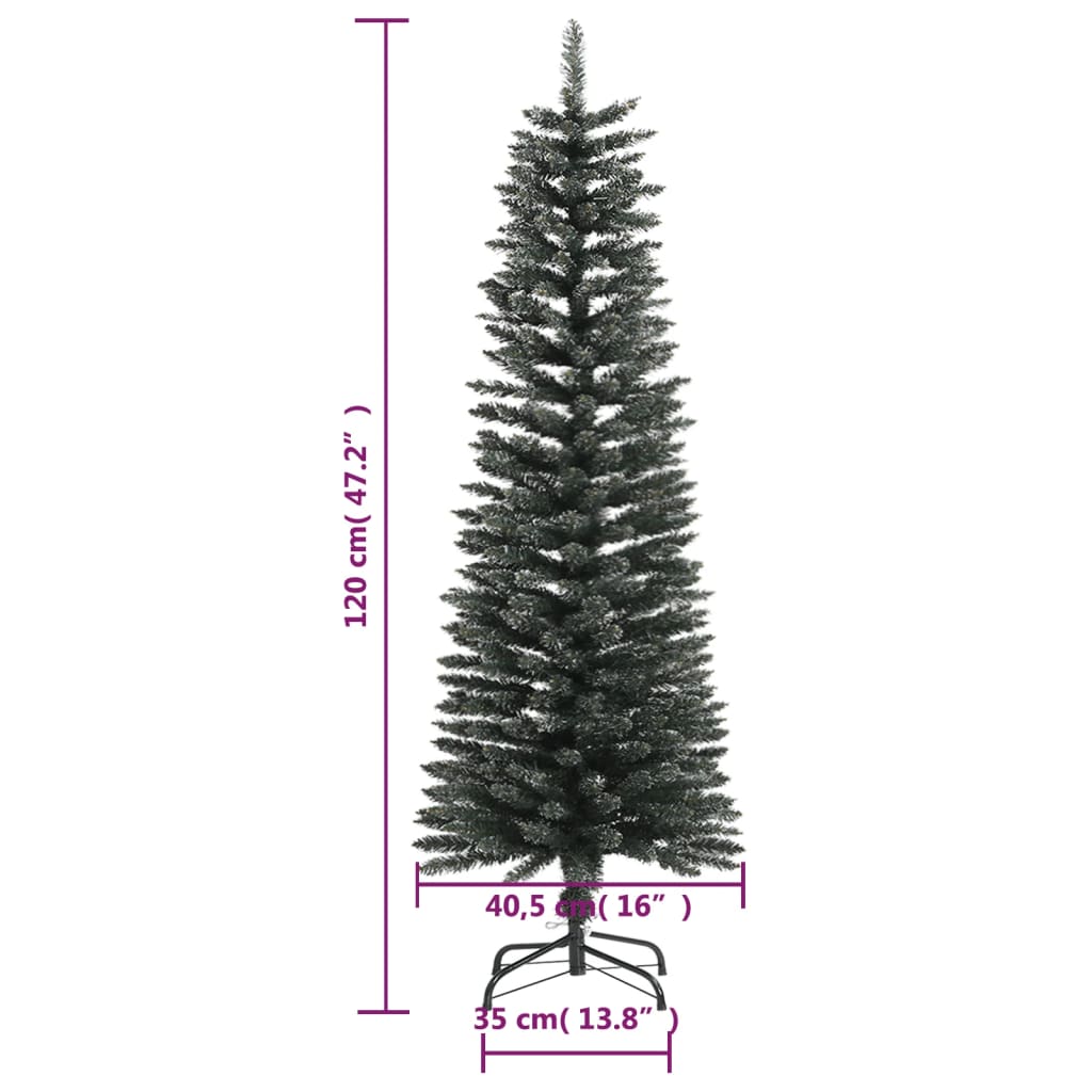 vidaXL Sapin de Noël artificiel avec support Slim Vert 120 cm PVC